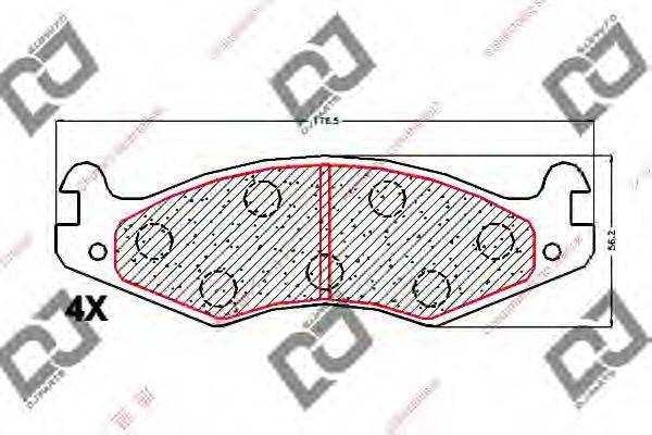 DJ PARTS BP1916 Комплект гальмівних колодок, дискове гальмо