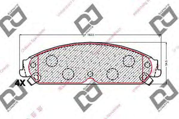 DJ PARTS BP1918 Комплект гальмівних колодок, дискове гальмо