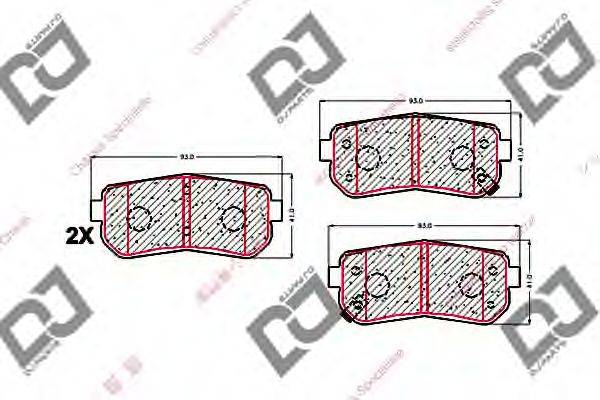 DJ PARTS BP1598 Комплект гальмівних колодок, дискове гальмо