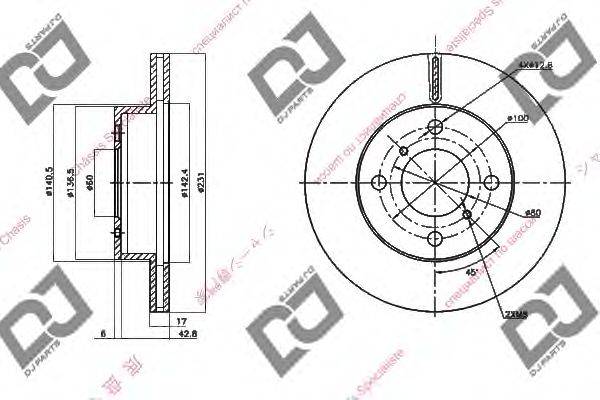 DJ PARTS BD1558 гальмівний диск