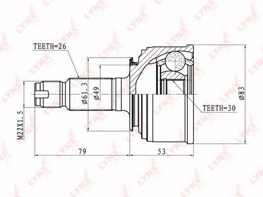 LYNXAUTO CO3400 Шарнірний комплект, приводний вал