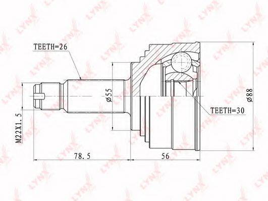 LYNXAUTO CO3403 Шарнірний комплект, приводний вал