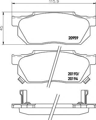 HELLA PAGID 8DB355005641 Комплект гальмівних колодок, дискове гальмо