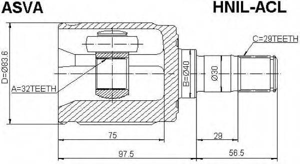 ASVA HNILACL Шарнірний комплект, приводний вал