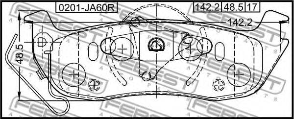 FEBEST 0201JA60R Комплект гальмівних колодок, дискове гальмо