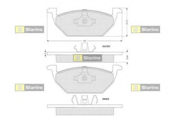 STARLINE BDS004SP Комплект гальмівних колодок, дискове гальмо