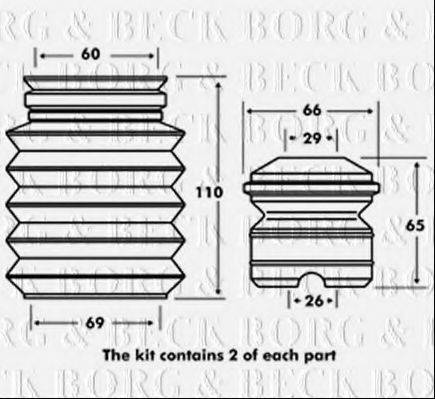 BORG & BECK BPK7010 Пилозахисний комплект, амортизатор