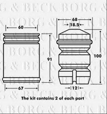 BORG & BECK BPK7018 Пилозахисний комплект, амортизатор