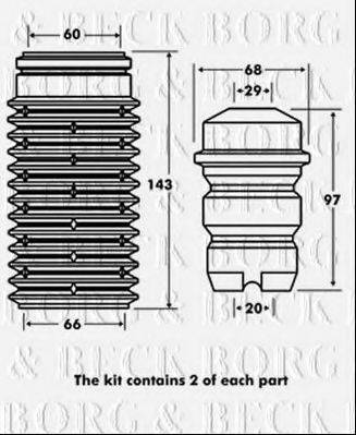 BORG & BECK BPK7032 Пилозахисний комплект, амортизатор