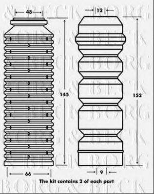 BORG & BECK BPK7086 Пилозахисний комплект, амортизатор