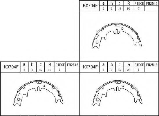 ASIMCO K0704F Комплект гальмівних колодок, стоянкова гальмівна система