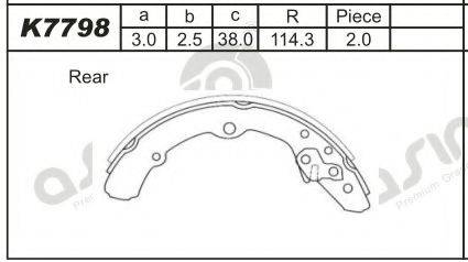 ASIMCO K7798 Комплект гальмівних колодок