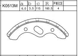 ASIMCO K0513M Комплект гальмівних колодок