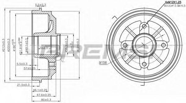 BREMSI DR5153 Гальмівний барабан