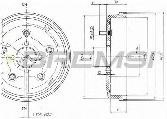 BREMSI DR5521 Гальмівний барабан