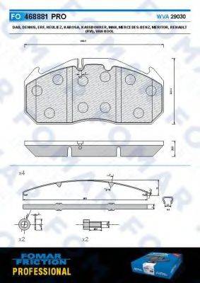 FOMAR FRICTION FO468881 Комплект гальмівних колодок, дискове гальмо