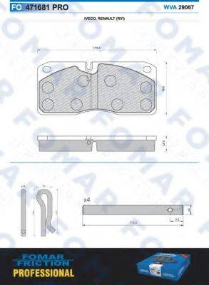 FOMAR FRICTION FO471681 Комплект гальмівних колодок, дискове гальмо