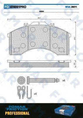 FOMAR FRICTION FO474081 Комплект гальмівних колодок, дискове гальмо