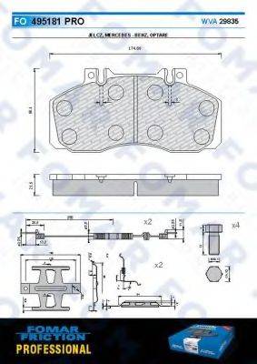 FOMAR FRICTION FO495181 Комплект гальмівних колодок, дискове гальмо