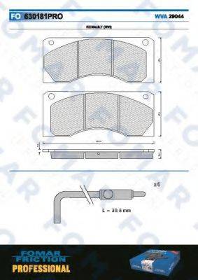 FOMAR FRICTION FO630181 Комплект гальмівних колодок, дискове гальмо