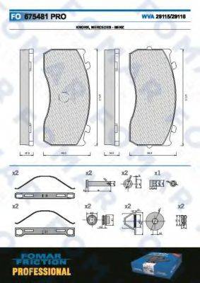 FOMAR FRICTION FO675481 Комплект гальмівних колодок, дискове гальмо