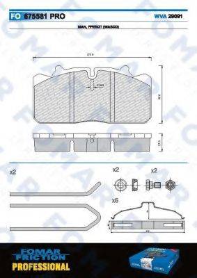 FOMAR FRICTION FO675581 Комплект гальмівних колодок, дискове гальмо