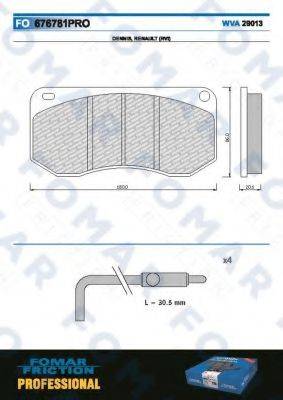 FOMAR FRICTION FO676781 Комплект гальмівних колодок, дискове гальмо