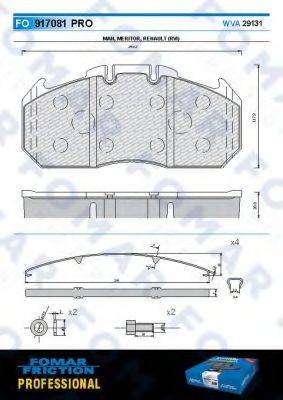 FOMAR FRICTION FO917081 Комплект гальмівних колодок, дискове гальмо