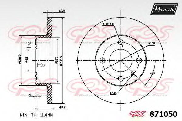 MAXTECH 8710500000 гальмівний диск