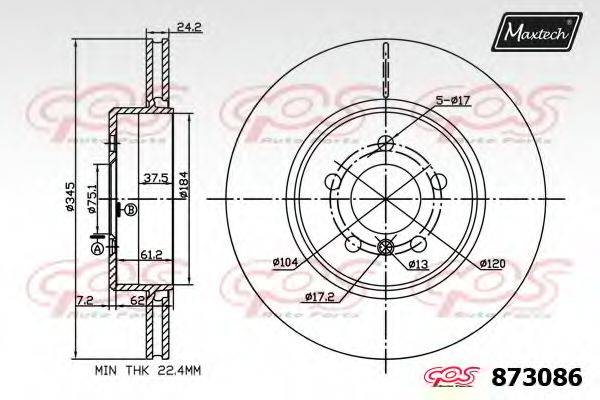 MAXTECH 8730866880 гальмівний диск