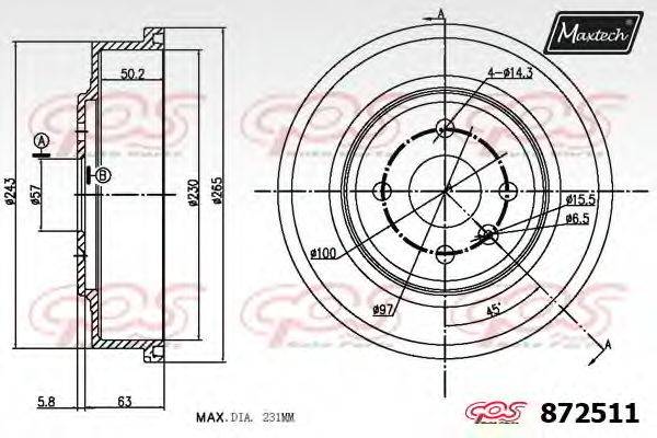 MAXTECH 8725110000 Гальмівний барабан