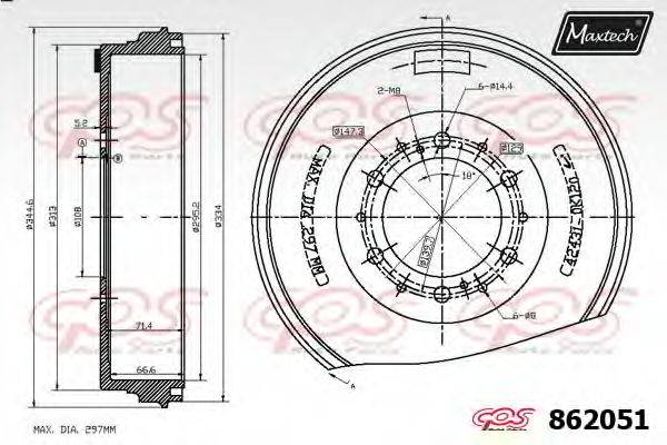 MAXTECH 8620510000 Гальмівний барабан