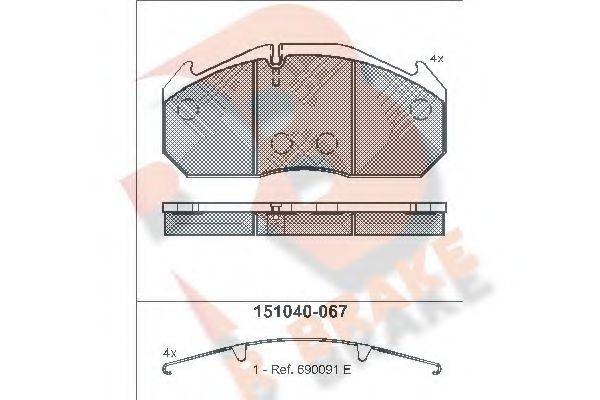 R BRAKE RB1040G Комплект гальмівних колодок, дискове гальмо