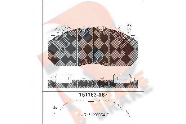 R BRAKE RB1163067 Комплект гальмівних колодок, дискове гальмо