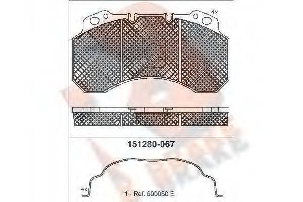 R BRAKE RB1280067 Комплект гальмівних колодок, дискове гальмо