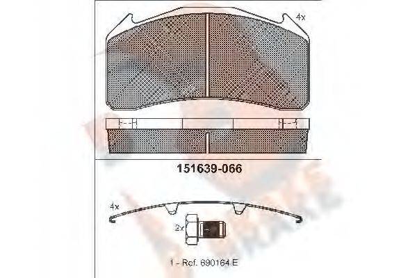 R BRAKE RB1639066 Комплект гальмівних колодок, дискове гальмо