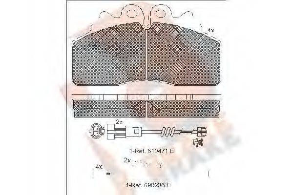 R BRAKE RB1958117 Комплект гальмівних колодок, дискове гальмо