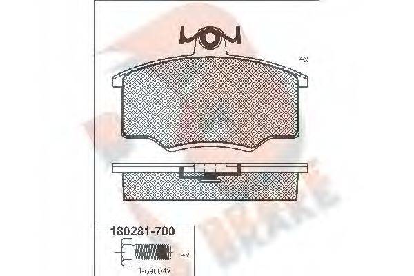 R BRAKE RB0281 Комплект гальмівних колодок, дискове гальмо