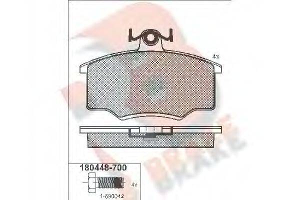 R BRAKE RB0448700 Комплект гальмівних колодок, дискове гальмо