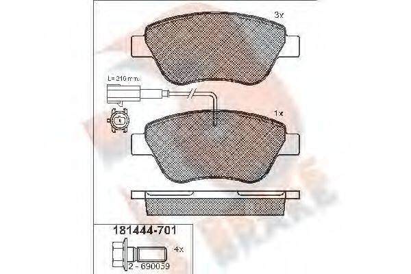 R BRAKE RB1444701 Комплект гальмівних колодок, дискове гальмо