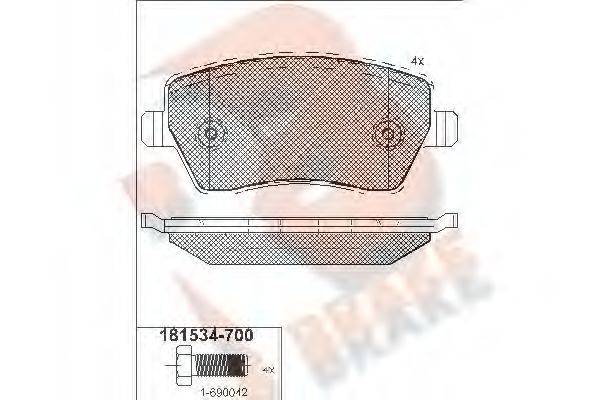 R BRAKE RB1534700 Комплект гальмівних колодок, дискове гальмо