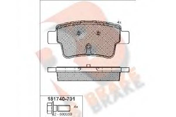 R BRAKE RB1740 Комплект гальмівних колодок, дискове гальмо