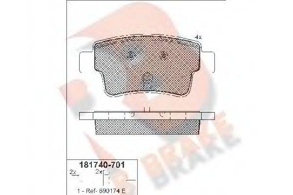 R BRAKE RB1740701 Комплект гальмівних колодок, дискове гальмо