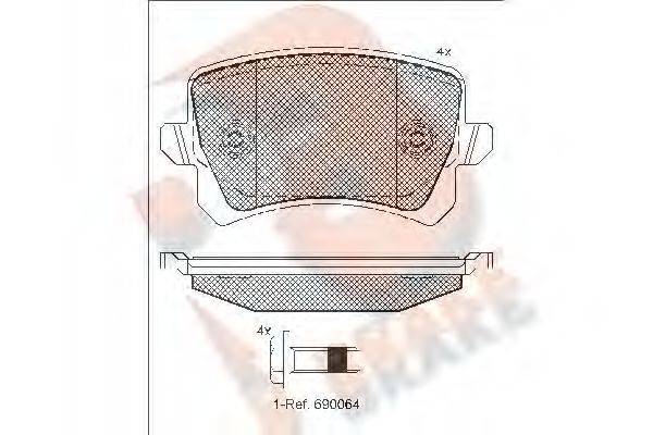 R BRAKE RB1857 Комплект гальмівних колодок, дискове гальмо