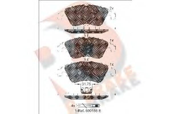 R BRAKE RB1865 Комплект гальмівних колодок, дискове гальмо