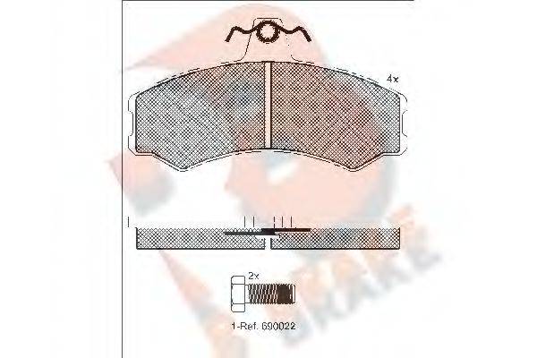 R BRAKE RB1890 Комплект гальмівних колодок, дискове гальмо