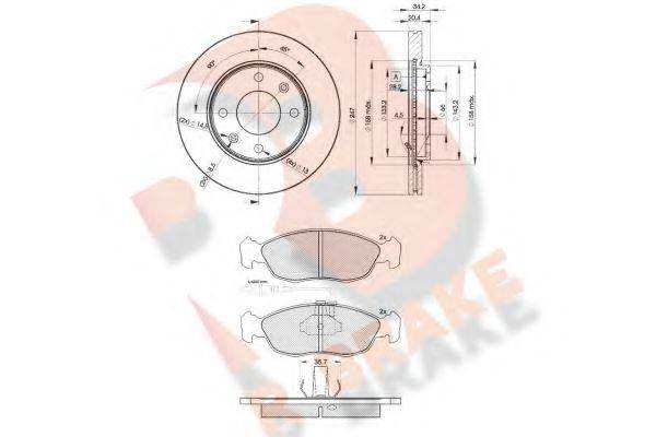 R BRAKE 3R09324694 Комплект гальм, дисковий гальмівний механізм