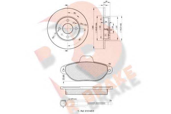 R BRAKE 3R09533465 Комплект гальм, дисковий гальмівний механізм