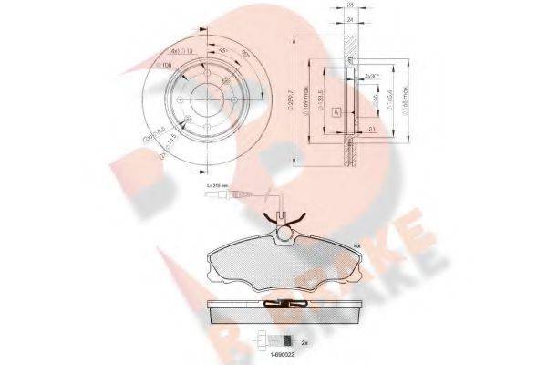 R BRAKE 3R11079406 Комплект гальм, дисковий гальмівний механізм