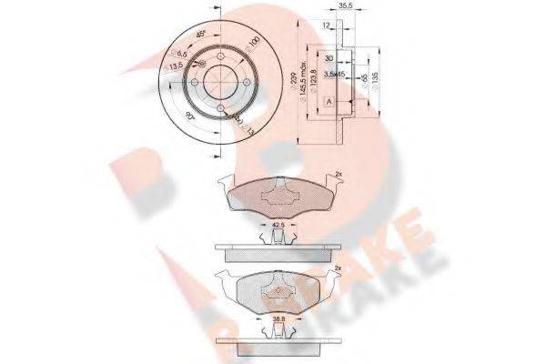 R BRAKE 3R11193300 Комплект гальм, дисковий гальмівний механізм